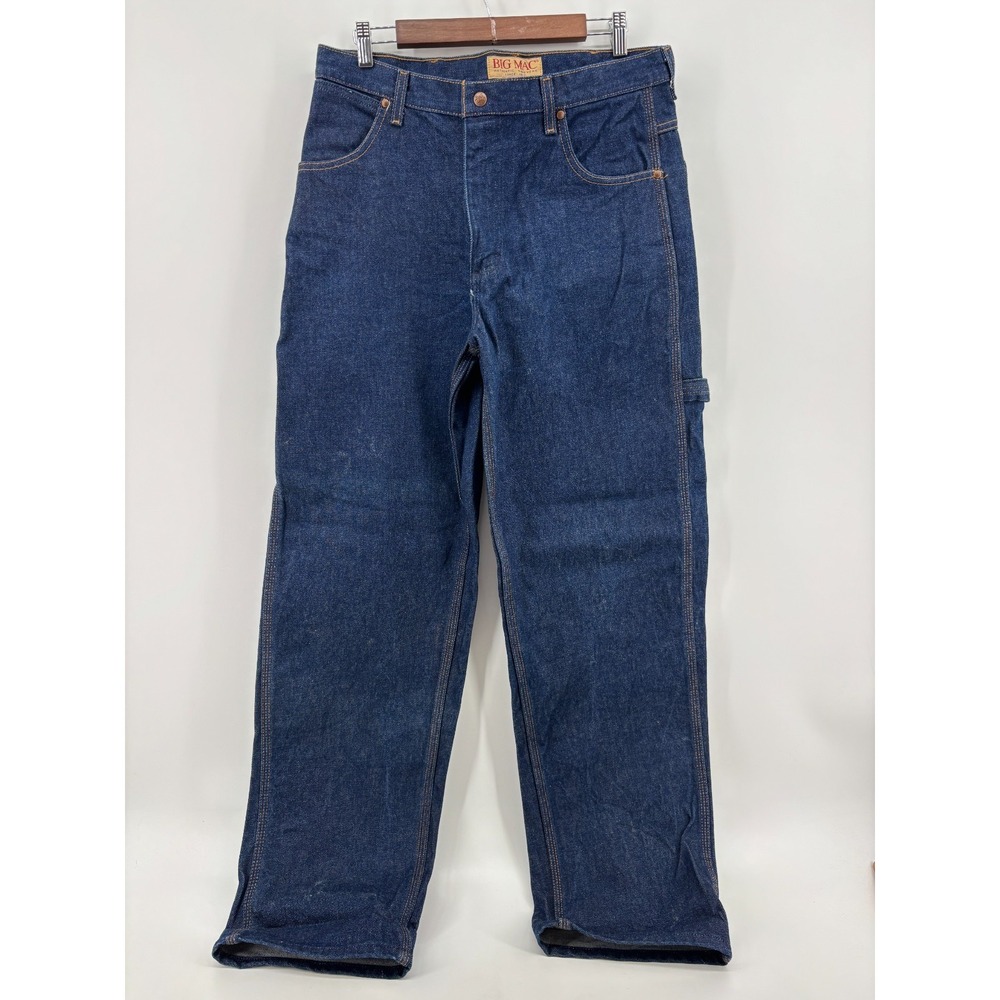 Big Mac Carpenter Jeans Mens Indigo Denim Workwear Utility Pockets 34x32 Vintage